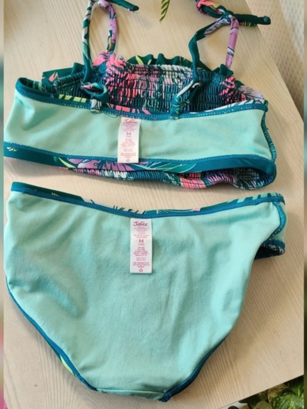 Justice Girls Teal Tropical Bikini Size M(10)
